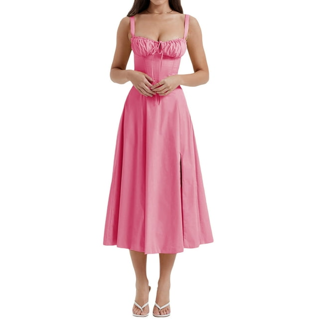 Kmbangi Robes d'Été pour Femmes 2023 Sans Manches à Bandage Robe Trapèze de Soirée pour Boîte de Nuit Plage