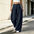 thumbnail image 2 of ATOYSOY Women's Barrel Pleated Oversized Wide Leg Cargo Pants Business Casual Trousers, 2 of 7