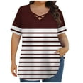 thumbnail image 2 of Women Tops under $5! Cagogo Women Plus Size Tshirts Shirts Summer Trendy V Neck Fashion Tunics Criss Cross Dressy Loose Short Sleeve Cute Basic Blouses Clothing, 2 of 6