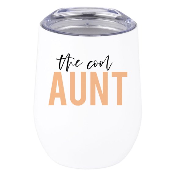 Koyal Wholesale Funny The Cool Aunt Wine Tumbler with Lid 12 Oz Stemless Stainless Steel Insulated Tumbler