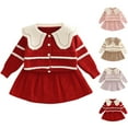 thumbnail image 3 of IVEYRTF Girls Knit Lapel Sweater Top and Skirt Set Long Sleeve Casual Fall Winter Soft Fit Outwear 2 Piece Outfit for Kids 1-8 Years(Pink#3,2-3 Years), 3 of 5