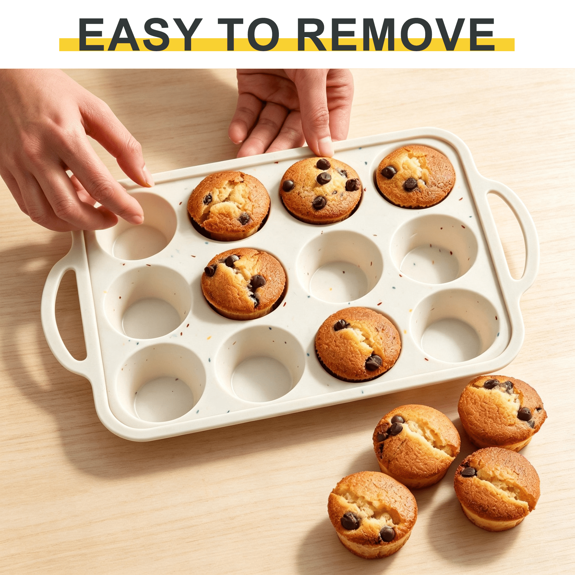 12 Cup Silicone Muffin Pan with Dual Handles, Mini Muffin Pan Non Stick Metal Frame Cupcake Baking Tray, Oven Microwave Freezer Dishwasher Safe Baking Mold for Mini Muffins Cupcakes Pastries