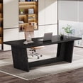 thumbnail image 2 of Tribesigns 70.87-Inch Executive Computer Desk: Large Home Office Desk, Industrial Wood Study Writing Table, Black, 2 of 5