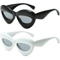 thumbnail image 1 of 2 gafas de sol sexys con forma de labio (blanco y negro): gafas de sol únicas y lindas con forma de ojo de gato para mujer, montura gruesa, color caramelo, gafas de sol punk geniales y novedosas UV400, 1 of 5