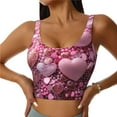 thumbnail image 1 of Balery Pink Glitter Heart Candy Sujetadores deportivos con espalda cruzada para mujer, acolchados, sin costuras, de alto impacto, ideales para yoga, gimnasio, entrenamiento y fitness.-Small, 1 of 8