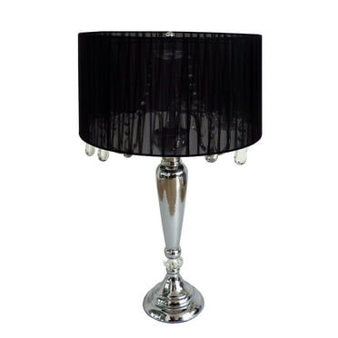 Decmode Gold Crystal Glam Table Lamp 24, Copper Table Lamp With Black Shader