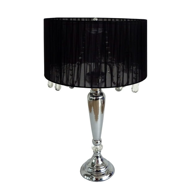 Trendy Romantic Sheer Shade Table Lamp, Crystal Chandelier With Drum Shaders