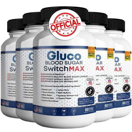 Gluco Blood Sugar Switch Max Strength Supplement for Healthy Glucose Balance | Blood Sugar & Metabolism Support (300 count)