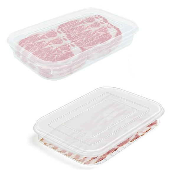 Plastic Bacon Storage Containers with Lids,Bexikou 2 Pcs Deli Meat Containers for Fridge,Bacon Keeper Cheese Container for Fridge,Food Refrigerator Storage Box for Refrigerators