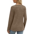 thumbnail image 5 of vigerkar Womens Long Sleeve Shirt Fall Fashion V Neck Sweater Tunic Tops Dressy Casual Work Blouse Trendy Clothing (Brown, L), 5 of 7