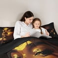 thumbnail image 4 of Castle Fairy Glam Black Girl Queen Bedding 7pcs,Black Gold Bedding Comforter Set Queen,Grey Reversible, 4 of 7