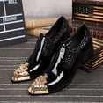 thumbnail image 2 of Zapatos de vestir de negocios de verano para hombre, zapatos de cuero genuino con relieve de serpiente negra, zapatos de fiesta con punta de dragón, zapatos de boda de tendencia, 2 of 5