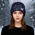 thumbnail image 2 of Bibifish Womens Knit Cuffed Beanie Hat With Rhinestone & Bow Decoration Shiny Stretchy Soft Beanie Midweight Breathable Fall Daily Wear Stylish Trendy Hats, 2 of 4