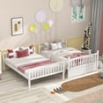 thumbnail image 7 of Full Over Full Bunk Bed with Trundle for Kids, Convertible to 2 Full Size Platform Bed, Wood Full Bunkbed with Full-Length Safety Guard Rail and Ladders, White, 7 of 7