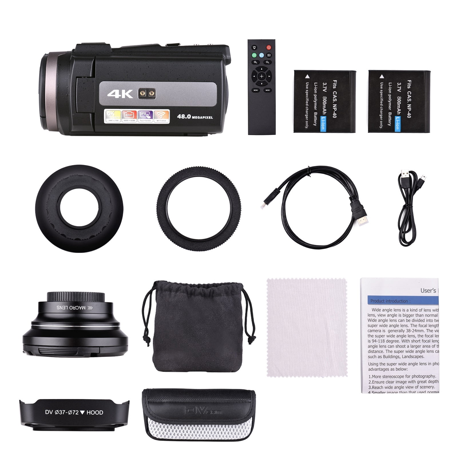 4K 60FPS Ultra HD Digital Video Camera DV Camcorder 48MP Anti-shaking Time Lapse Slow Motion Digital Video Camera ,Easy to Operate