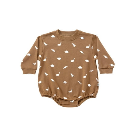 

Grianlook Baby Romper Long Sleeve Bodysuit One Piece Jumpsuit Newborn Loose Playsuit Cute Crew Neck Dinosaur 66