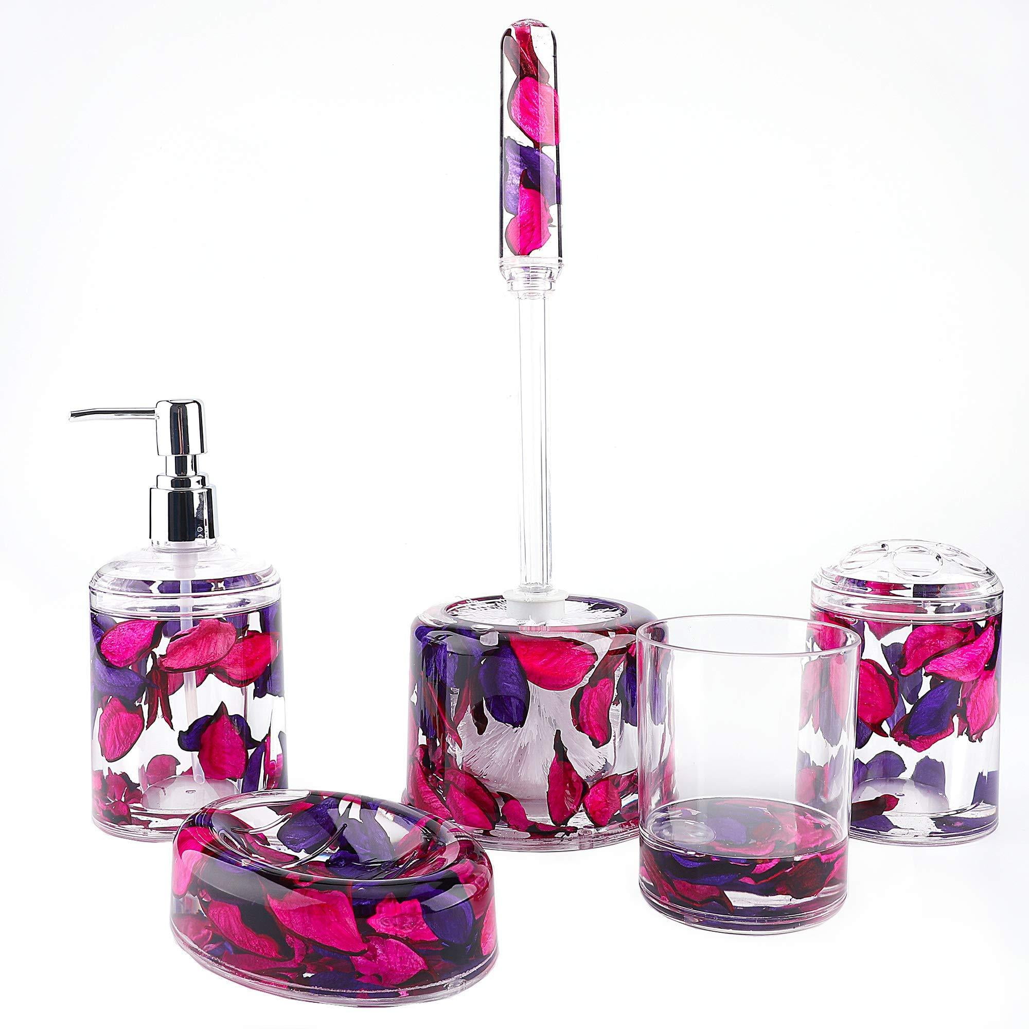 Bathroom Accessories Leaf Decor Bath Organizer Gift Spa 3D Floating Motion 5 Pcs 