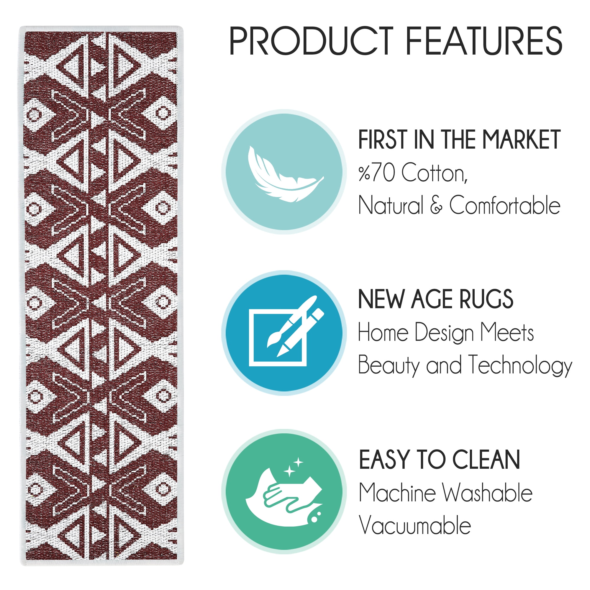 SussexHome Hairband Design 9" X 28" Stair Treads - 70 % Cotton Anti-Slip Carpet Strips for Indoor Stairs-Easy to Install Stair Treads with Double Adhesive Tape-Safe, Extra-Grip, 4-Pack-Maroon