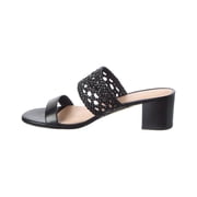 Stuart Weitzman Briar Block 50 Leather Sandal, 9, Black