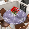 thumbnail image 2 of Purple Palm Tree Round Tablecloth 55-60 Inch Round Fitted Table Cloth with Elastic Edge, Summer Botanical Tropical Tree Waterproof Table Cover Protector for Outdoor Picnic Party Dining, 2 of 9
