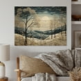 thumbnail image 2 of Designart "Blue White Modern Scandinavian Winter Painting III" Modern-Scandinavian Print on Natural Pine Wood, 2 of 5