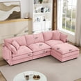 thumbnail image 6 of JONPONY 105" Cloud Couch,L Shaped Modular Sectional Sofa with Movable Ottoman,3 Oversized Seats Sleeper Couches for Living Room,Chenille Pink, 6 of 11