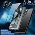 thumbnail image 3 of JETech 5 in 1 Matte Case for Samsung Galaxy S24 Ultra 5G with 2-Pack Screen Protector and Camera Lens Protector, Translucent Back Protective Phone Cover, Tempered Glass Film (Black), 3 of 7
