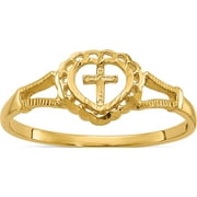 SWEET PEA JEWELLERY 10K Yellow Gold Diamond-Cut Childs Heart & Cross Ringsize 4 (Width 1) - Jbsp