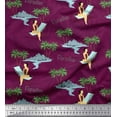 thumbnail image 1 of Soimoi Pink Crepe Silk Fabric Plam Tree,Chair & Girl Beach Print Fabric by the Yard 42 Inch Wide, 1 of 1