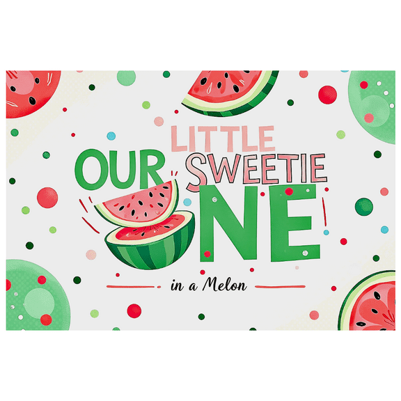 Watermelon Themed Sweetie One Banner Party Backdrop Decorations for Baby Shower Birthday Party Celebrations Photography Props Summer Party Decor Background