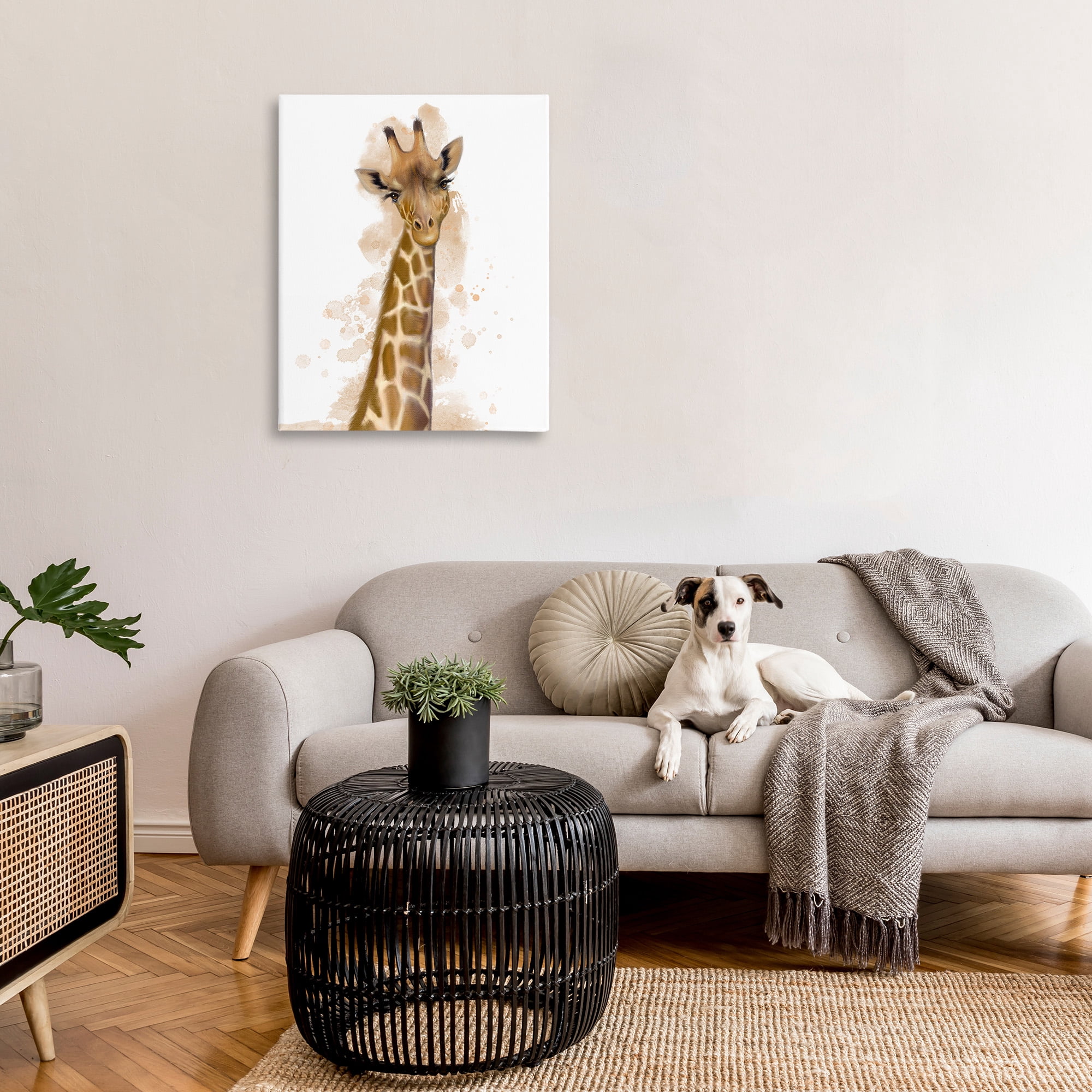 Stupell Industries Giraffe & Modern Splash Animals & Insects Painting Gallery Wrapped Canvas Art Print Wall Art, 30 x 40