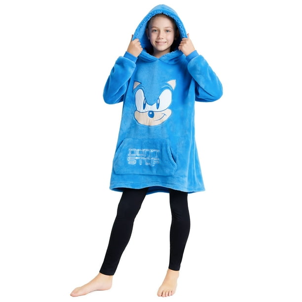 Manta polar con capucha Sonic The Hedgehog para niños, color azul