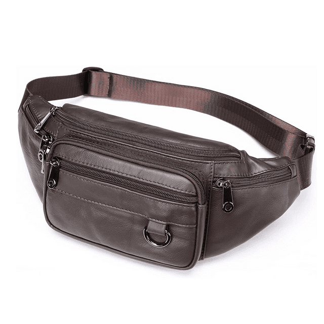 Sac Banane en Cuir pour Homme Sac de Taille en Cuir Véritable Sport Voyage Randonnée
