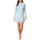 thumbnail image 1 of INSPIRE CHIC Vestido Mini Casual de Encaje Floral con Cuello Redondo y Mangas Largas para Mujeres XS Blanco Azul, 1 of 7