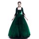 thumbnail image 4 of Gibobby Vestidos de fiesta Vestidos vintage de mujer con cuello cuadrado de encaje de retazos de manga cuartos hasta el suelo vestidos góticos de（Verde， L), 4 of 5