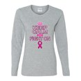thumbnail image 2 of Wild Bobby Keep Calm and Fight On Breast Cancer Awareness Women Graphic Long Sleeve T-Shirt, Heather Grey, Medium, 2 of 6