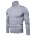 thumbnail image 1 of Suéter de cuello alto ajustado de color sólido para hombre, suéter de gran tamaño, camisa básica de cuello alto informal de moda, 1 of 6