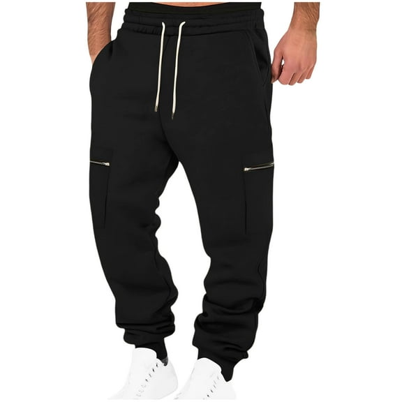 zejinsd Sweatpants for Mens Casual Elastic Waist Drawstring Bottoms Workout Hiking Pants with Fashion Side Zipper Pocket