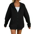 thumbnail image 3 of UngA Womens Hoodies Zip Up Womens Zip Up Hoodies Fleece Jackets Oversized Sweatshirts Fall Fashion Outfits 2025 Sweaters Winter Clothes Hoodies Women (Black,XL), 3 of 7