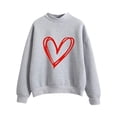 thumbnail image 1 of Gibobby Temperamento Pullover Top con estampado de corazón para mujer, sudadera estampada, Top, sudadera de manga larga, blusa, con carácter, blusa informal (Gris, XXL), 1 of 4