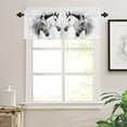 thumbnail image 3 of nqOlkjepod Horse Print Farmhouse Short Window Curtain Valances, Modern Watercolor Grey White Animals Rod Pocket Kitchen Valances for Living Room Bedroom Bathroom Cafe, 1 Panel - 54" x 18", 3 of 8
