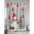 thumbnail image 5 of Grey Christmas Extra Long Shower Curtain Set, Waterproof Shower Curtains for Bathroom, Snowman Xmas Balls Pine Needle Tree Washable Fabric Cloth Bath Curtain for Bathtub with Hooks 72x96 Inches, 5 of 6