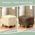 thumbnail image 6 of Jiueut Brown Leopard Print Footstool Slipcover, Thick Foot Rest Cushion Non Slip Square Slipcover for Ottoman with Elastic Buttom for Living Room, 6 of 7