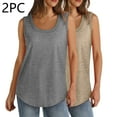 thumbnail image 2 of Mrat Workout Tank Tops Woman 2 Pack Women's Sleeveless Tank Tops Crew Neck 2024 Summer Tops Casual Loose Fitting Basic Solid Tee Shirts Fashion Clothes S-304 Gray XXL, 2 of 9