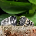 thumbnail image 3 of PAURO Men's Stainless Steel Vintage Square signet CZ ring Pinky Thumb Band Rings for Wedding Promise Silver Gold Size 10, 3 of 5