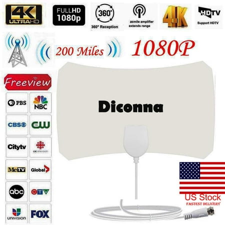 1080p Digital Skywire Indoor HDTV Antenna Sky TV Cable 200 Mile Link