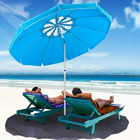 MOVTOTOP Beach Umbrella UV 50+, 6.5ft Umbrella with Sand Anchor & Tilt Aluminum Pole, Portable Beach Umbrella with Carry Bag for Beach Patio Garden Outdoor