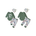thumbnail image 2 of Baby Toddler Boy Fall Outfits 0 3 6 12 18 Months Letter Print Long Sleeve Romper with Elastic Waist Tractor Pattern Pants and Hat 3 Pcs Clothing Set, 2 of 9