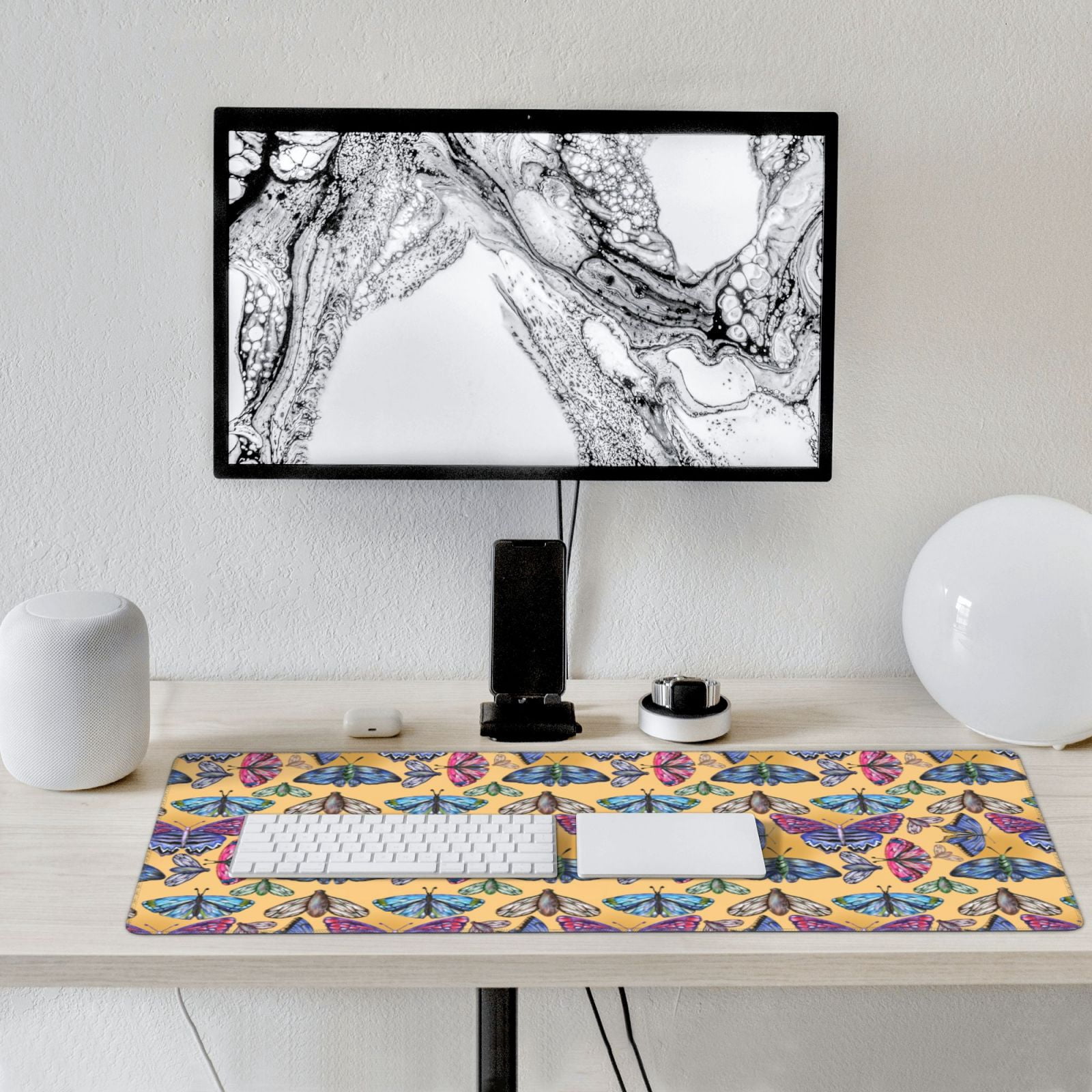 Xecao Butterfly 3 Print Large Mouse Pad, 16x35.5in Mousepad, Professional Non-Slip Rubber Base Big Mouse Pad, Mouse Pad for Gaming & Office Full Desk Mouse Pad