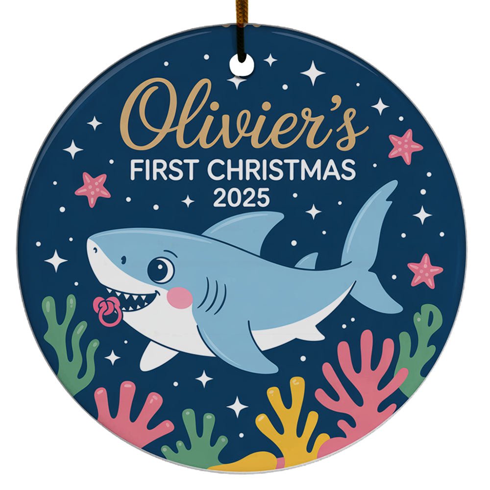 Christmas Ornaments Shark Baby's 1st, Shark Baby Boy Girl First Christmas Ornaments Gift for Kids, Shark Baby's First Christmas Ornament